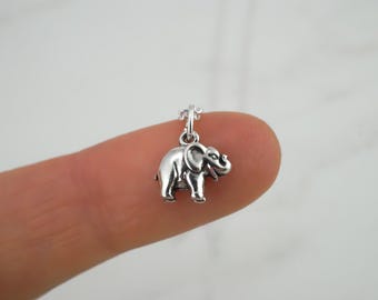 Elephant Necklace | Tiny 925 Sterling Silver Elephant Charm Necklace, Minimalist Necklace, Small Elephant Pendant, Elephant Gifts
