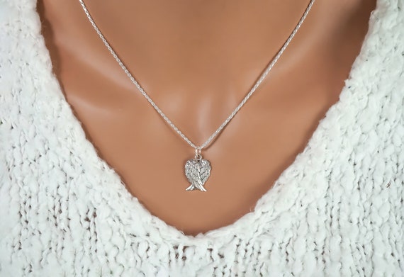 Grief Gift Angel Wings Necklace 925 Sterling Silver Folded Wings Pendant Necklace for Griever Necklace Sympathy Jewelry Etsy