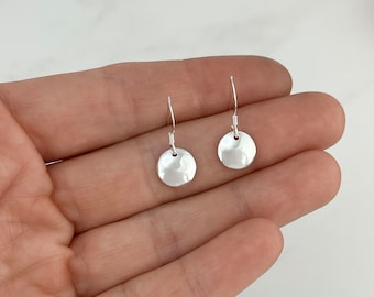 Small Circle Earrings - Minimalist Jewelry - 925 Sterling Silver Concave Circle Charm - Plain Circle - Simple Jewelry - Round Dot Charms