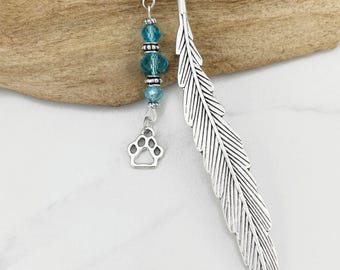 Dog Paw Bookmark - Dog Paw Charm Beaded Bookmark, Dog Gift Ideas, Dog Sympathy Gift for Dog Lovers, Dog Print Charm Bookmark, Dog Stationary