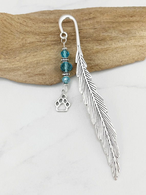 Dog Paw Bookmark - Dog Paw Charm Beaded Bookmark, Dog Gift Ideas, Dog Sympathy Gift for Dog Lovers, Dog Print Charm Bookmark, Dog Stationary