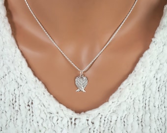 Grief Gift, Angel Wings Necklace, 925 Sterling Silver Folded Wings Pendant, Necklace for Griever Necklace, Sympathy Jewelry