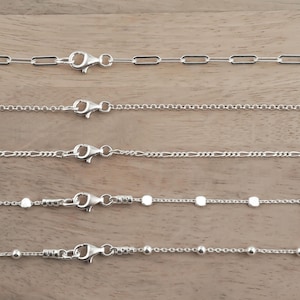 Sterling Silver Chain Necklace for Women in 14, 15, 16, 17, 18, 19, 20, 21, 22, 23, 24, 25, 26, 27, 28, 29, 30, 31, 32, 33, 34, 35, 36 inch