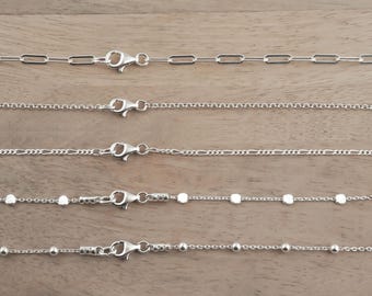 Sterling Silver Chain Necklace for Women in 14, 15, 16, 17, 18, 19, 20, 21, 22, 23, 24, 25, 26, 27, 28, 29, 30, 31, 32, 33, 34, 35, 36 inch