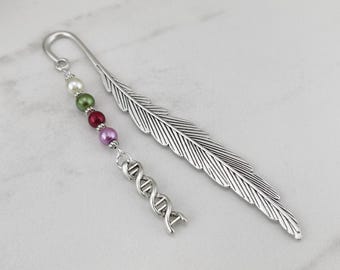 DNA Strand Bookmark - Genetic Code Charm Bookmark  - Silver Double Helix Bookmark - Scientist Gifts - Molecular Biologist Gifts