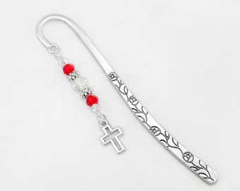 Cross Bookmark - Cutout Cross Charm Bookmark - Teacher Gifts - Unique Beaded Bookmark - Religious Gifts - Christian Gifts