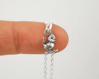 Sterling Silver Tiny Bird Necklace: Dainty Canary Charm Jewelry