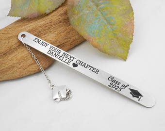 Custom Graduation Bookmark - Grad Gift 2025 - Stainless Steel Laser Engraved Bookmark - Personalized Graduation Gift for Him or Her