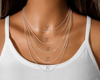 Solid Sterling Silver Chain, 925 Silver Anchor Chain, Finished Chain, Cable Necklace, Women's Chain, 1.1 mm - 16, 18, 20, 22, 24 inch