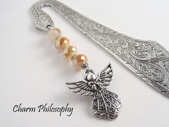 Angel Bookmark Silver Guardian Angel Charm Religious | Etsy