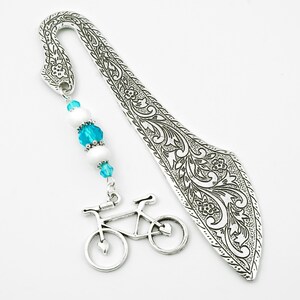 Bike Bookmark - Cyclist Gift - Bicycle Bookmark - Silver Bicycle Charm Beaded Bookmark, Metal Book Marker, Bicycle Stationary, Bicycle GIfts