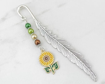 Sunflower Bookmark - Tibetan Silver Bookmark Sun Flower Stationary Teacher Gifts for Teachers Enamel Flower Charm Gifts Sunflower Gifts