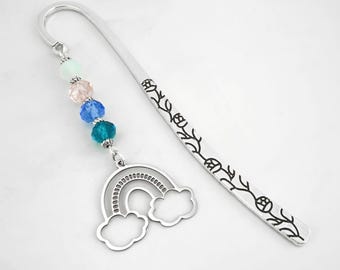 Rainbow Bookmark - Silver Rainbow Charm Book Marker - Unique Bookmarks - Teacher Gifts - Tibetan Silver Charm Bookmark - Subtle Pride Gifts