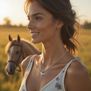 Galloping Horse Necklace - 925 Sterling Silver Jewelry - Horse Pendant - Horse Jewelry - Equestrian Jewelry - Horse Lover Gifts, Horse Gifts image 2