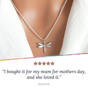 Dragonfly Necklace - 925 Sterling Silver Jewelry - Clear Cubic Zirconia Rhinestone - Dragonfly Pendant - Dragonfly Jewelry image 4