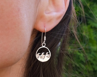 Sterling Silver Wave Earrings: Summer Ocean Lover or Surfer Jewelry