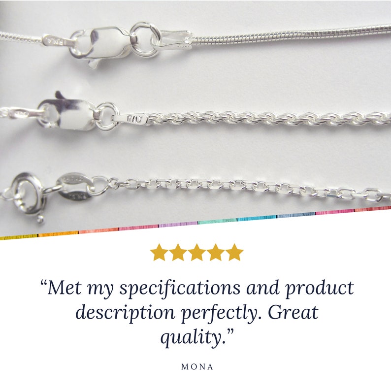 925 Sterling Silver Anchor Chain 1.1 mm 16, 18, 20, 22, 24 inches Finished Chain with Lobster Clasp image 6
