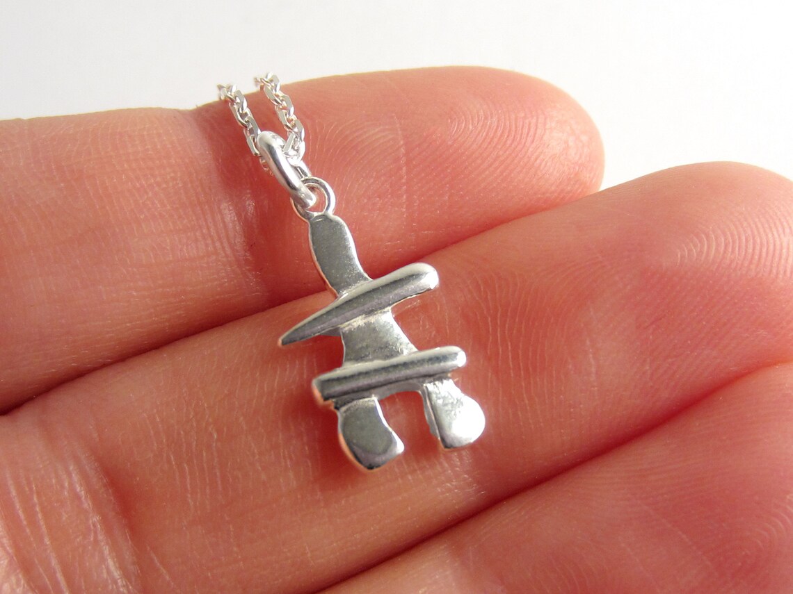 Malachite Inukshuk Necklace in Sterling Silver main image 1