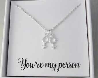 Gender Symbol Necklace - Lesbian or Gay Pride Necklace - LGBT Couples Gift - 925 Sterling Silver Jewelry - Girlfriend Gift - Boyfriend Gift