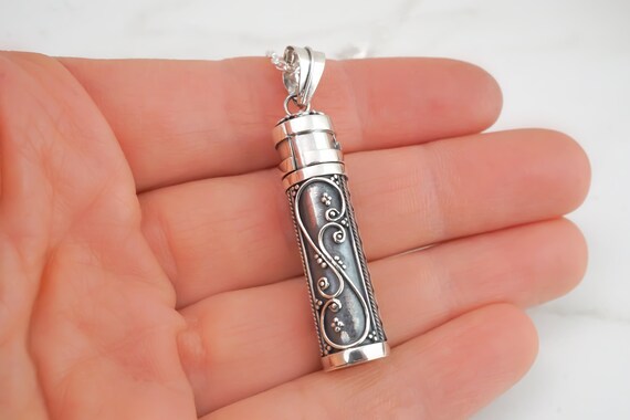 Sterling Silver Cremation Necklace Urn Necklace Prayer Box 