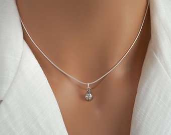 Lady Bug Necklace - 925 Sterling Silver Ladybug Jewelry - Tiny Ladybug Charm - Insect Jewelry for Women's or Little Girls Necklace