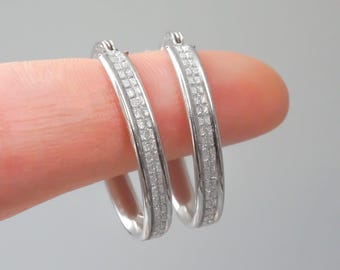 Sparkly Cubic Zirconia Sterling Silver Oval Hoop Earrings