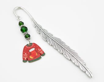Ugly Christmas Sweater Charm Bookmark: Christmas Stocking Stuffer Gifts