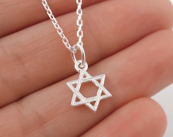 Sterling Silver Star of David Charm Necklace: Small Jewish Jewelry