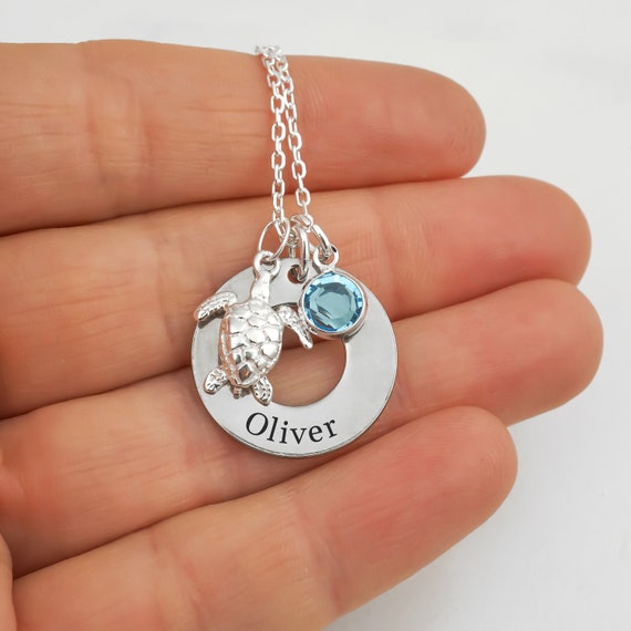Personalized Sea Turtle with Name Pendant Personalized Sea Turtle with Name Pendant
