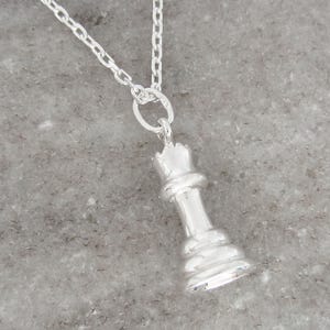 Queen Chess Piece Necklace - 925 Sterling Silver Jewelry - Chess Player Gifts - Queens Gambit - Chess Jewelry - Chess Gifts - Chess Necklace