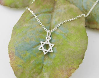 Sterling Silver Star of David Charm Necklace: Small Jewish Jewelry