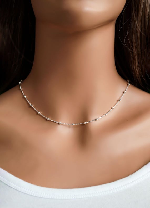 925 Sterling Silver Ball Chain - Station Necklace - Bracelet