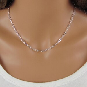 925 Sterling Silver Paper Clip Chain - Paperclip Necklace - Necklace Chain with Extender - Finished Chain