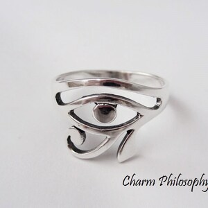 Egyptian Eye of Horus Ring 925 Sterling Silver Jewelry image 2