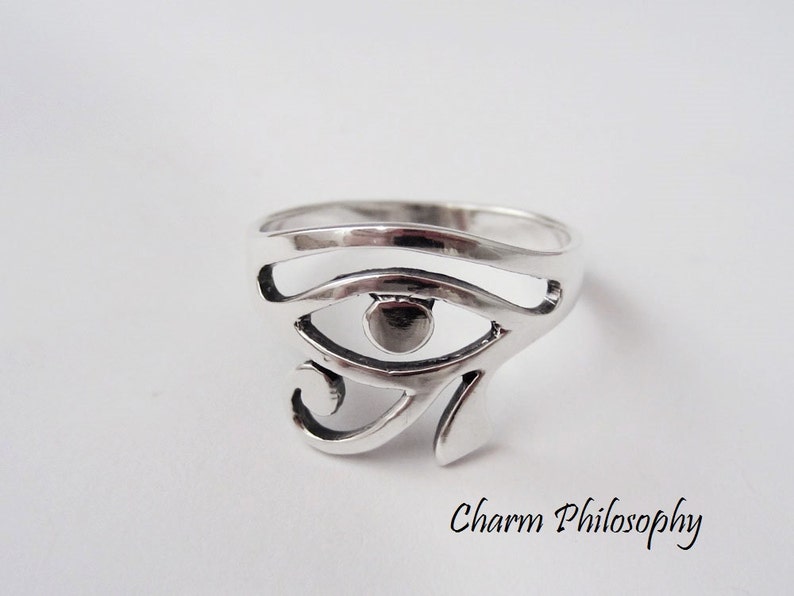 Egyptian Eye of Horus Ring 925 Sterling Silver Jewelry image 2
