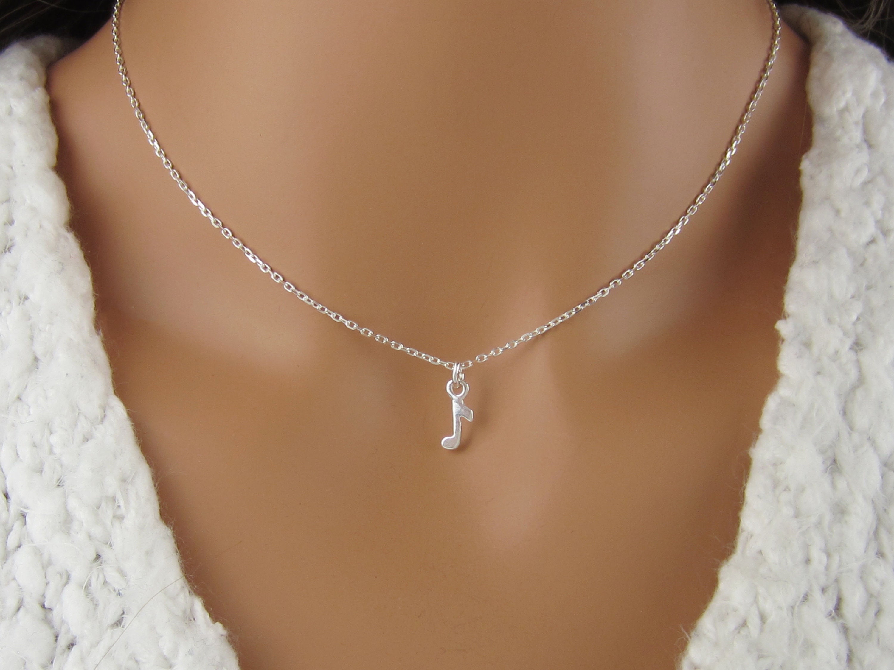 Silver Eighth Note Necklace Music Note Necklace Steve Perry Necklace,  Unisex | eBay