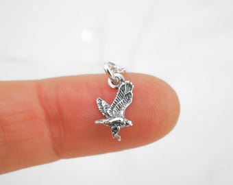 Tiny Eagle Necklace - Tiny Silver Hawk Charm Necklace - 925 Sterling Silver Jewelry