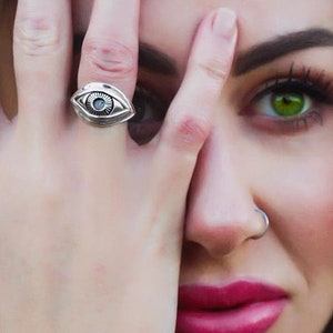 Eye Ring 925 Sterling Silver Jewelry Silver Human Eye Ring image 6