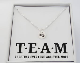 Number Necklace - Custom Handstamped Number Charm - 925 Sterling Silver Jewelry - Sport's Team Gifts - Personalized Gifts
