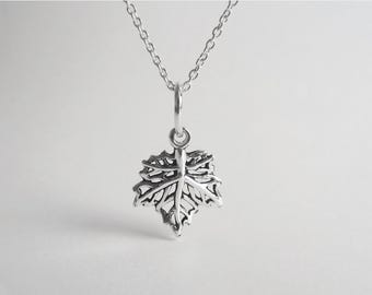 Maple Leaf Necklace - 925 Sterling Silver Leaf Charm Pendant - Canada Jewelry - Canadian Maple Leaf Jewelry - Toronto Maple Leafs