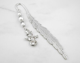 Snowman Bookmark - Christmas Stationary - Christmas Gifts for Teachers - Silver Snowman Book Marker - Stocking Stuffer Gifts for Readers
