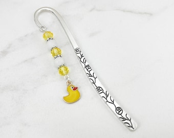 Yellow Rubber Ducky Bookmark: Silver and Enamel Beaded Stationary