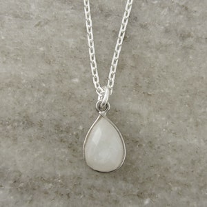 Small Moonstone Teardrop Necklace Faceted Moonstone Tear Drop Charm 925 ...