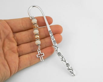 Christian Cross Bookmark: Beaded Religious Gifts