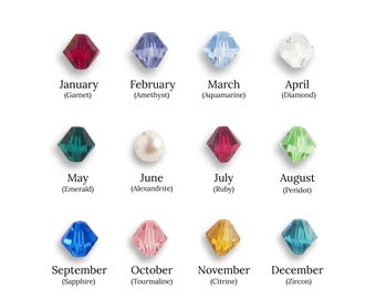 Swarovski Birthstone Bead Charm - Pearl and Bicone Bead Charms - 8mm with Sterling Silver Jump Ring
