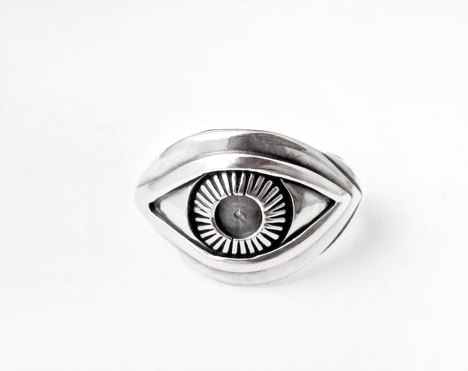 Featured listing image: Eye Ring - 925 Sterling Silver Jewelry - Silver Human Eye Ring - Evil Eye Ring