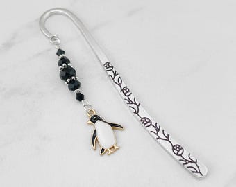 Penguin Bookmark - Metal Bookmark, Enamel Penguin Charm Bookmark, Unique Penguin Gift Ideas for Penguin Lovers, Penguin Teacher Gifts