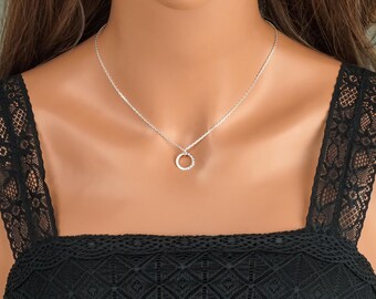 O Ring Necklace - Sterling Silver Round Twisted O Ring Necklace - Braided Circle Necklace - Karma Necklace - Minimalist Necklace