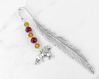 Lion Bookmark: African Animal Charm Beaded Metal Book Marker