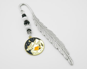 Camping Bookmark - Camping Gifts - Enamel Tibetan Silver Bookmark - Tent in the Woods Charm - Outdoorsy Gifts - Camping Birthday Giveaways